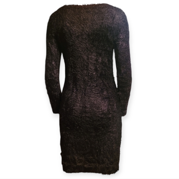 Fuzzy Black Sweater Dress Long Sleeves Nylon Blend size small - Picture 3 of 13